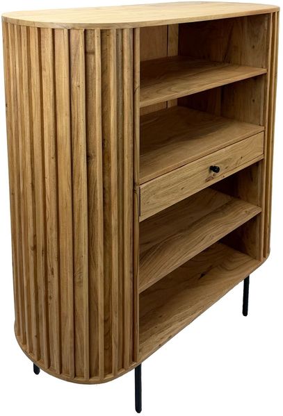 FINEBUY Bücherregal FB60543 Standregal Massivholz 105cm Wohnregal Standregal Stauraumregal, Funktionale Aufbewahrung im zeitlosen Look, Natürliches Möbelstück mit klarer Linienführung