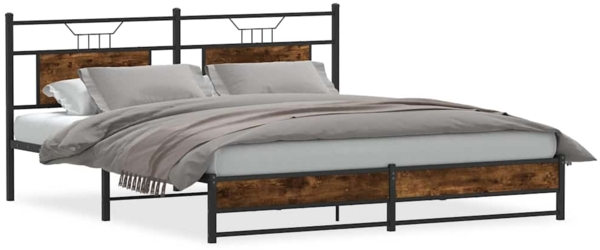 vidaXL Metallbett ohne Matratze Räuchereiche 180x200 cm 3325109