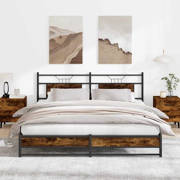 vidaXL Metallbett ohne Matratze Räuchereiche 180x200 cm 3325109