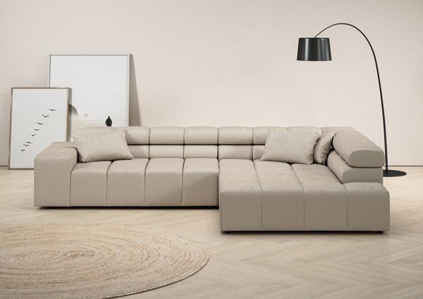 Home affaire Ecksofa Ancona incl. Kopfteilverstellung, Breite 319cm, L-Form, wahlweise motorische Sitztiefenverstellung, auch in Cord + Easy Care