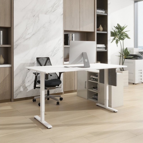 HOME DELUXE Höhenverstellbarer Schreibtisch ELMO Weiß - 120 x 60 cm