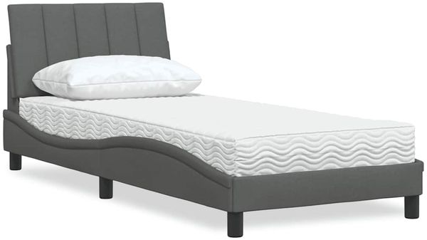 vidaXL Bett mit Matratze "Hanko" Dunkelgrau 90x200 cm Stoff 3310504