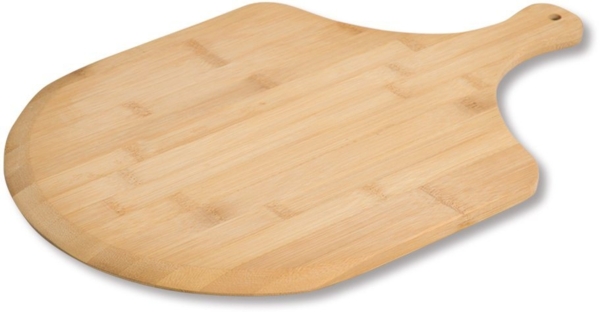 KESPER Pizza Schneidebrett aus Bambus mit Griff / Servierbrett