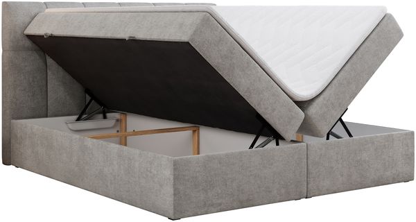 Boxspringbett mit Kopfteil und Topper, Doppelbett - RICO - 180x200cm - Hellgrau Stoff - H4 Bild 4
