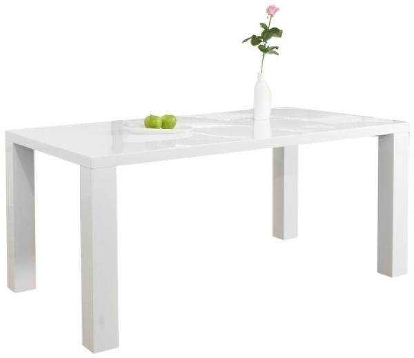 Essgruppe 5-tlg. 160 x 90 cm Tisch aus MDF Weiß + 4 Stühle aus Polyurethan Weiß