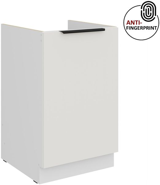Küchen Spülenunterschrank 50 cm Küche ARIA Weiss ultra matt + Weiss matt, hochwertige Fronten mit Anti Fingerprint Beschichtung Küchenzeile Küchenblock