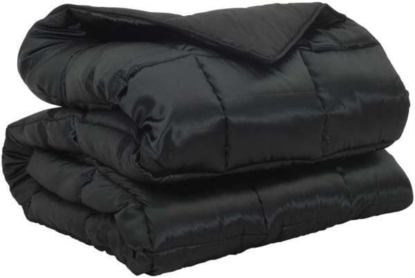 vidaXL Winterbettdecke Schwarz 220 x 140 cm Satin und Mikrofaser 42025854