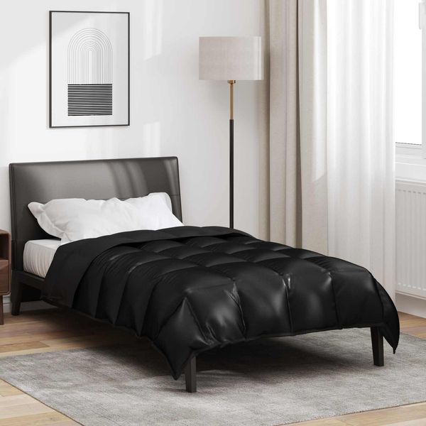 vidaXL Winterbettdecke Schwarz 140 x 220 cm Satin und Mikrofaser 42025854