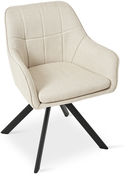GOEURVANT 1437 Esszimmerstühle 6er-Set, 360° Drehbar, Webstoff - Beige Stoff Bild 6