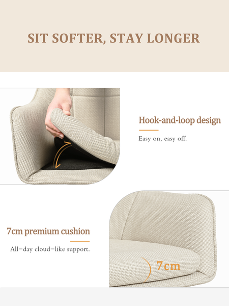 GOEURVANT 1437 Esszimmerstühle 6er-Set, 360° Drehbar, Webstoff - Beige Stoff Bild 9