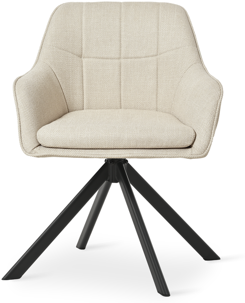 GOEURVANT 1437 Esszimmerstühle 6er-Set, 360° Drehbar, Webstoff - Beige Stoff Bild 3