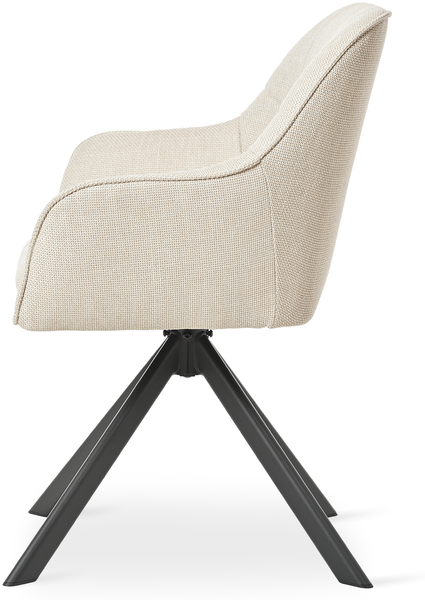 GOEURVANT 1437 Esszimmerstühle 6er-Set, 360° Drehbar, Webstoff - Beige Stoff Bild 4
