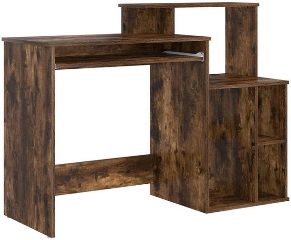 vidaXL Schreibtisch mit Regal Geräucherte Eiche 120,5 x 44 x 88,5 cm 869478 Bild 2