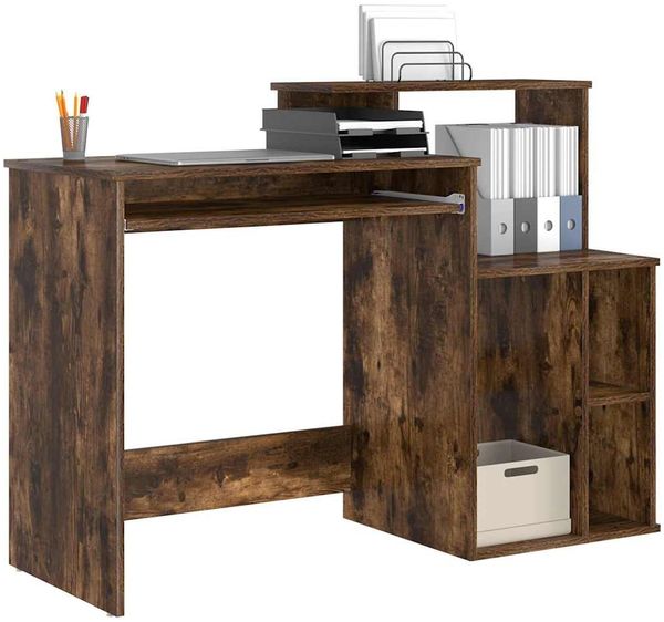 vidaXL Schreibtisch mit Regal Geräucherte Eiche 120,5 x 44 x 88,5 cm 869478 Bild 3