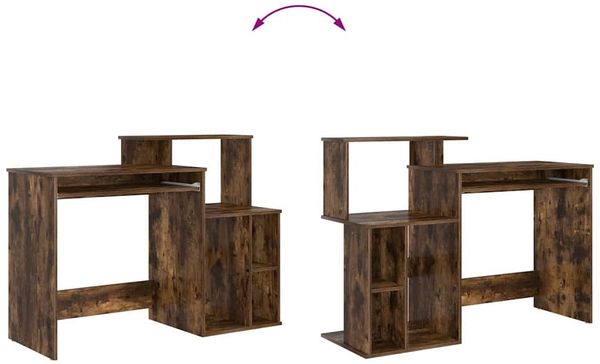 vidaXL Schreibtisch mit Regal Geräucherte Eiche 120,5 x 44 x 88,5 cm 869478 Bild 12