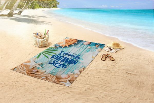 good morning Strandtuch Vitamin Sea, Velours (Packung, 1-St), Mikrofaser, 100x180, Schnelltrocknend, Sommer, Strand, Erwachsene