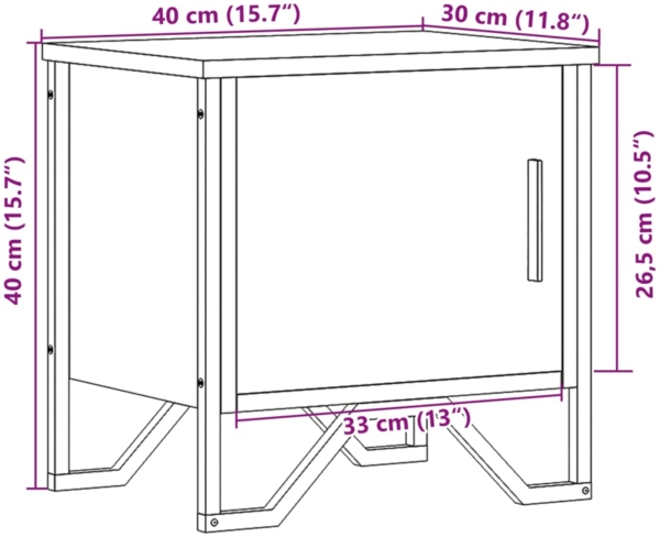 vidaXL Nachttisch Grau Sonoma 40x30x40 cm Holzwerkstoff 848520 Bild 10