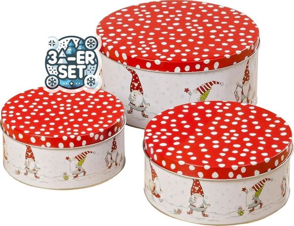 BOLTZE GRUPPE GmbH Keksdose CasaJame 3er Set Keksdose Plätzchendose Weihnachten Wichtel rot V14