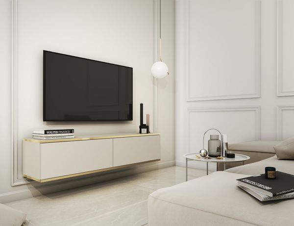 MOEBLO TV-Board Dayn RTV - 135 (Hängeschrank Lowboard Fernsehtisch TV Bank Fernseher TV Möbel, RTV-Schrank mit goldenen Einsätzen), (HxBxT):30x135x32cm