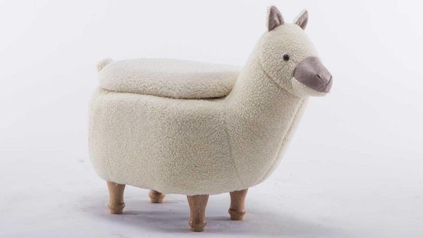 Kinderhocker 'Alpaka' mit Staufach, weiß