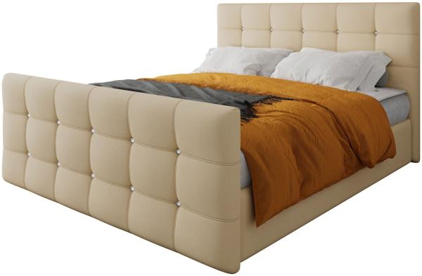 Mirjan24 Boxspringbett Atasir, Beige 180 x 200 cm Kunstleder