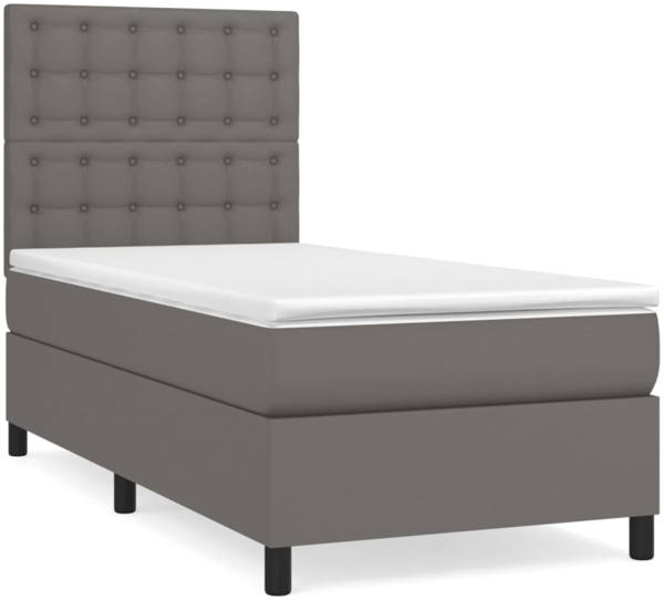 vidaXL Boxspringbett mit Matratze Grau 90x190 cm Kunstleder 3142819