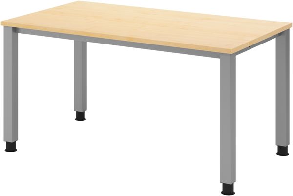 bümö manuell höhenverstellbarer Schreibtisch 140x80 cm in Ahorn - PC Tisch höhenverstellbar & klein, höhenverstellbarer Tisch Büro, kleiner Computertisch verstellbar, QS-14-3