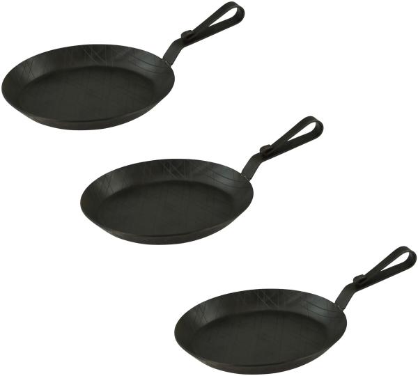 Servierpfanne aus Schmiedeeisen mit gebogenem Hakenstiel Ø 24 cm 3 Stück Bild 1