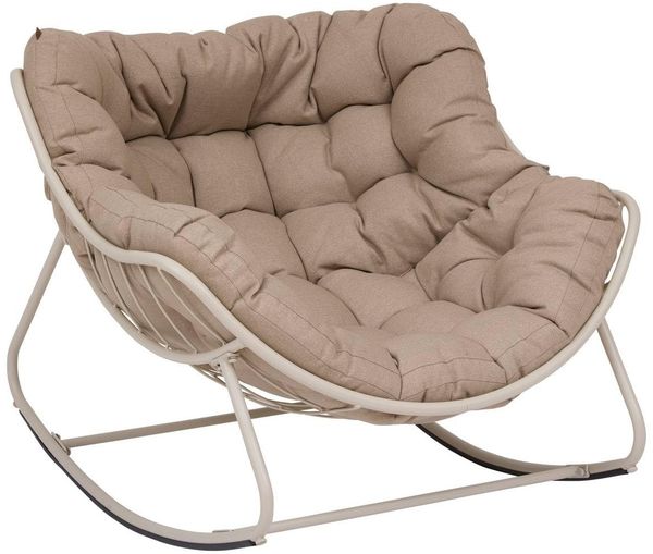 Hespéride Paopao Schaukelstuhl in Ton und Beige – Epoxidstahl, rostbeständig – Kissen gepolstert, ultraweich – für den Außenbereich, Garten, Terrasse – 96 x 109 x 83 cm