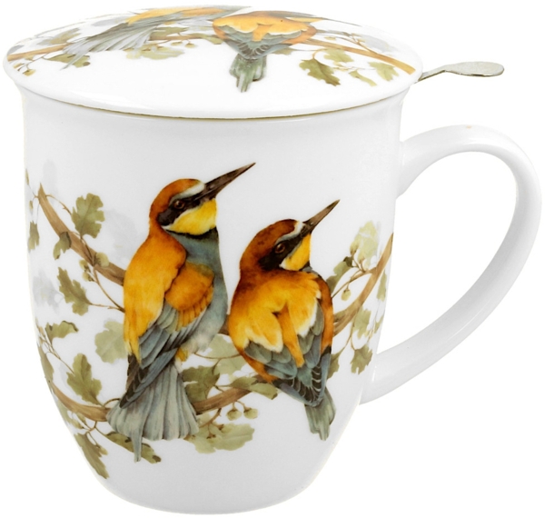 DUO World of Birds 400 ml Becher mit Teesieb EUROPEAN BEE-EATER New Bone China Porzellan