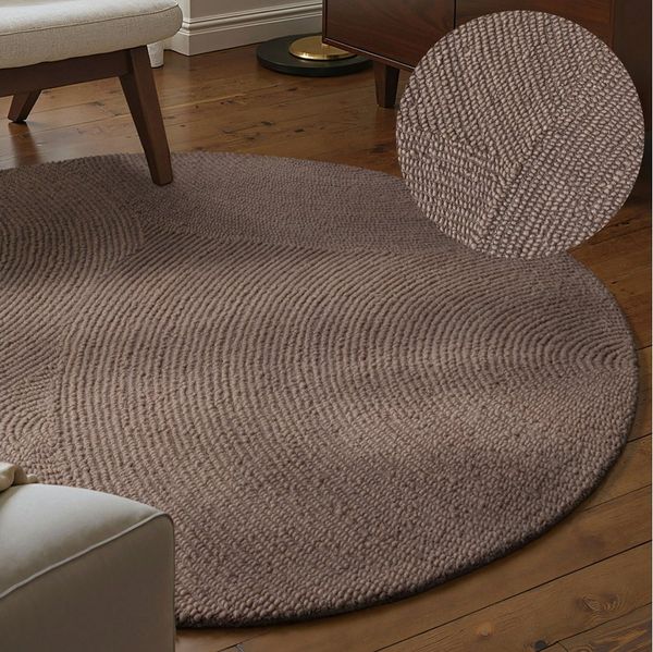 HANSE Home Wollteppich Calmio, auch als Läufer und in rund, rund, Höhe: 18 mm, Handgetuftet, Wolle, Natur, Wohnzimmer, Schlafzimmer, Skandi, Hygge
