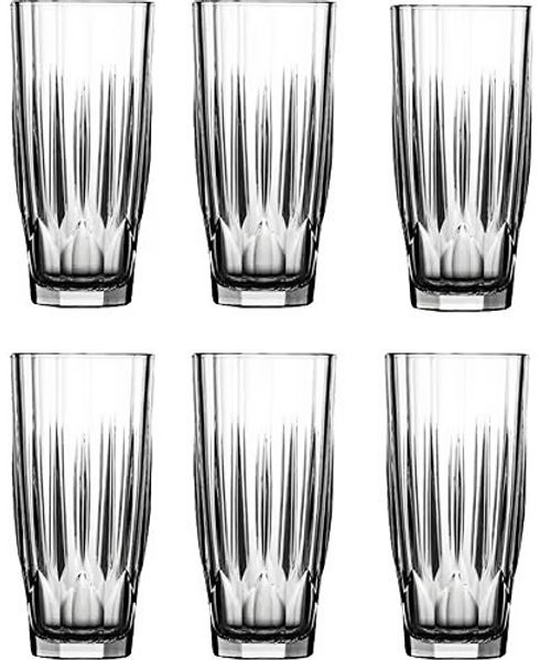 6er Set Pasabahce Longdrinkgläser Dajar Glas Diamond Gläser-Set transparent