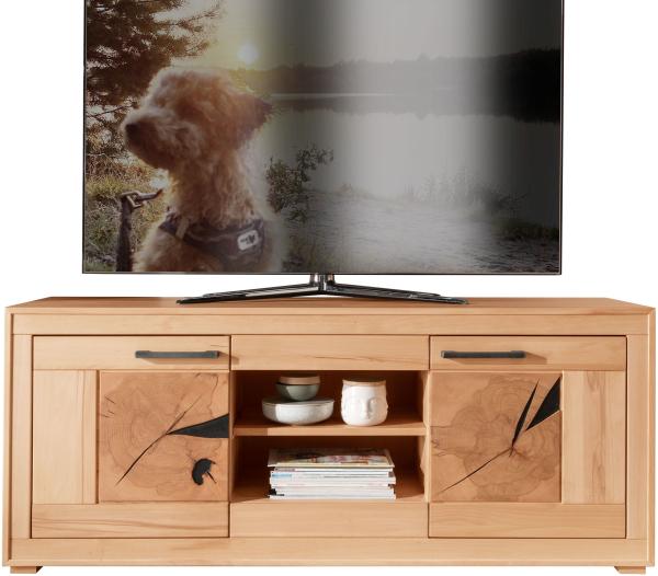 TV-Wand >WZ-0315< (BxHxT: 150x62x46 cm) in natur geölt - 150x62x46 (BxHxT)