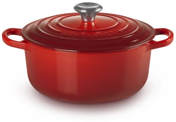 Le Creuset Signature Gusseisen-Bräter mit Deckel, Für alle Herdarten und Induktion geeignet, Rund, Kirschrot, 20,0 cm, 2.4