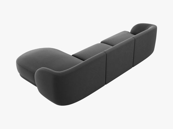Micadoni 4-Sitzer Samtstoff Ecke rechts Sofa Miley | Bezug | Beinfarbe Black Plastic, Grau Bild 3