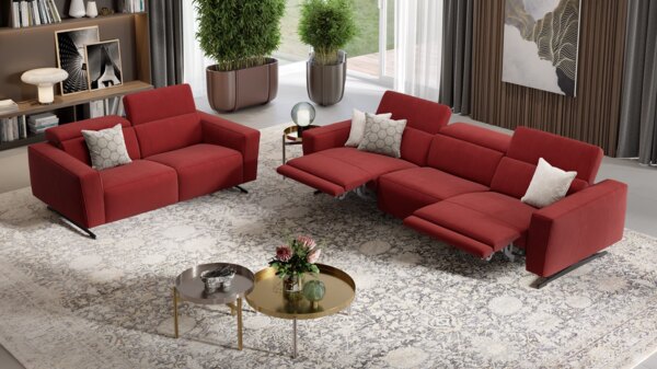 Sofanella Stoffsofa ALESSO 3-Sitzer Sitzverstellung Couch in Lila XXL: 327 Breite x 108 Tiefe Bild 3