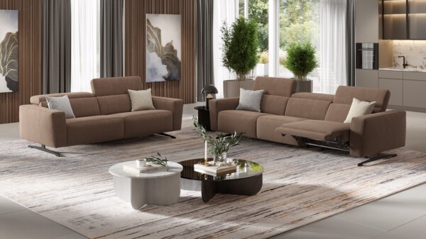 Sofanella Stoffsofa ALESSO 3-Sitzer Sitzverstellung Couch in Lila XXL: 327 Breite x 108 Tiefe Bild 4