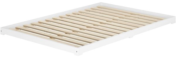 Weißes Futonbett platzsparend extra niedriges Bodenbett 140x200 Kiefer V-60.47W-14Rollrost inkl.