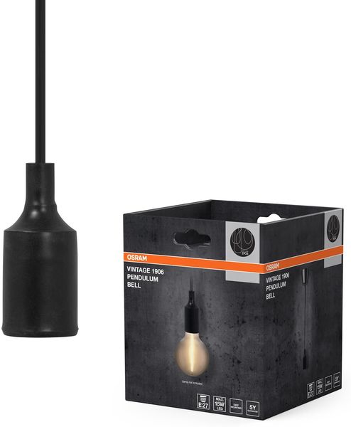 Osram Vintage 1906® Pendelleuchte BELL E27, schwarz, max. 15W LED, E27 Sockel, trichterförmiger Baldachin, Innenraum-Pendelleuchte, Kombination mit 1906 Vintage- oder smarten Lampen