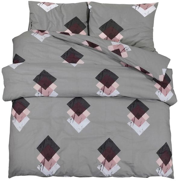 vidaXL Bettwäsche-Set, Baumwolle grau / rosa, 200x200 cm Bild 2