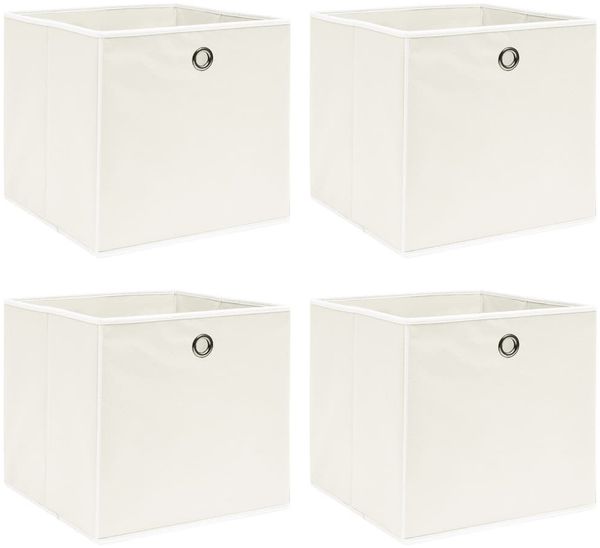 vidaXL Aufbewahrungsboxen 4 Stk. Weiß 32x32x32 cm Stoff 288349