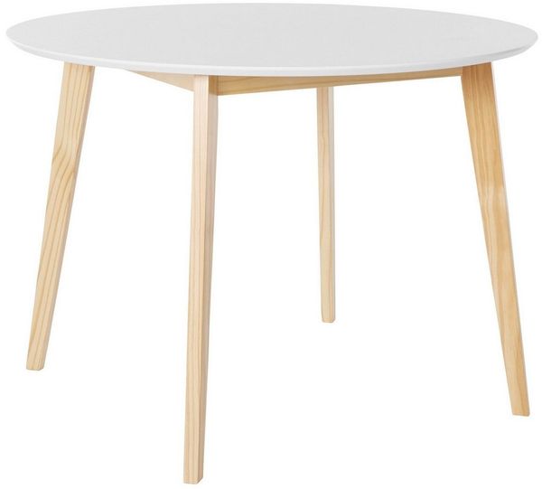 loft24 Esstisch Catelyn, Tisch rund, MDF weiß, Gestell aus Kiefer, Durchmesser 105 cm