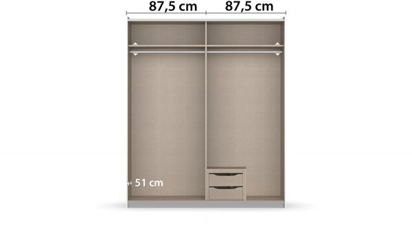 rauch Kleiderschrank, Schwebetürenschrank KRONACH, 2-türig, 1 Spiegeltüre teilaufgelegt, inkl. Schubkasteneinsatz und Türdämpfer, Grau metallic, 175 x 210 x 59 cm Bild 6
