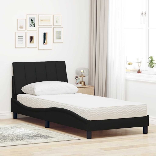 vidaXL Bett mit Matratze "Hanko" Schwarz 90x190 cm Stoff 3310498 Bild 2