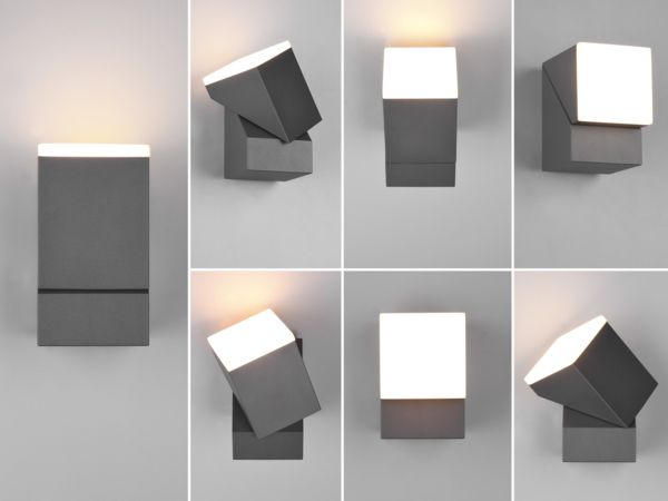 Schwenkbare LED Außenwandleuchten - 2er Set, Höhe 16cm, Anthrazit Bild 9