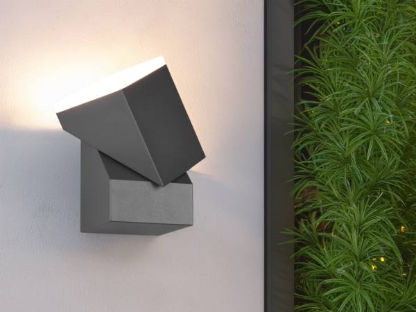 Schwenkbare LED Außenwandleuchten - 2er Set, Höhe 16cm, Anthrazit Bild 6