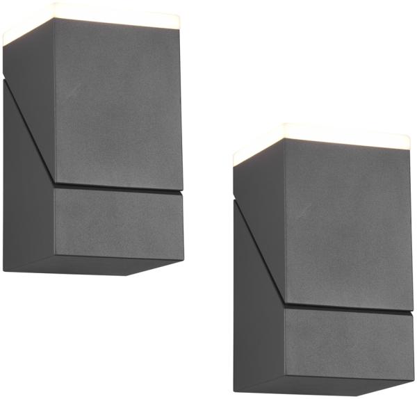 Schwenkbare LED Außenwandleuchten - 2er Set, Höhe 16cm, Anthrazit Bild 2