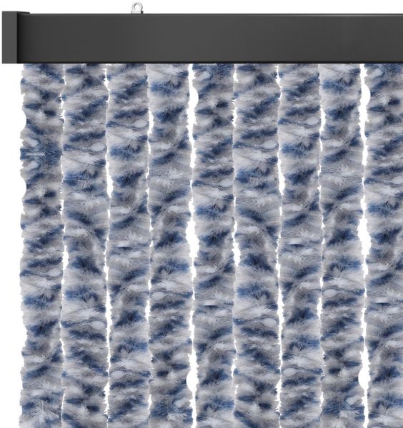 Flauschvorhang 160x200 cm in Meliert blau - weiß - silber, perfekter Insekten- und Sichtschutz für Ihre Balkon- und Terrassentür, viele Farben