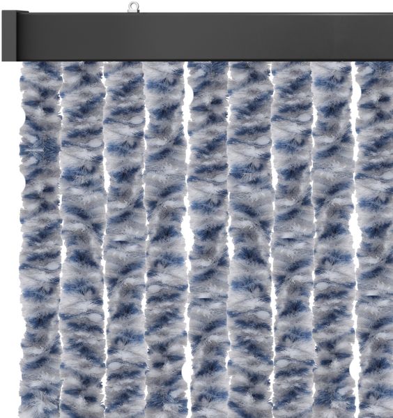 Flauschvorhang 160x200 cm in Meliert blau - weiß - silber, perfekter Insekten- und Sichtschutz für Ihre Balkon- und Terrassentür, viele Farben