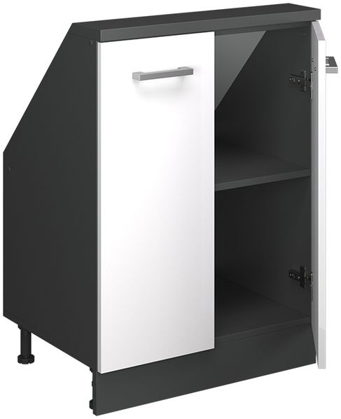 Küchenschrank für Dachschrägen R-Line Weiß Hochglanz 60 cm mit 2 Türen Vicco Bild 4